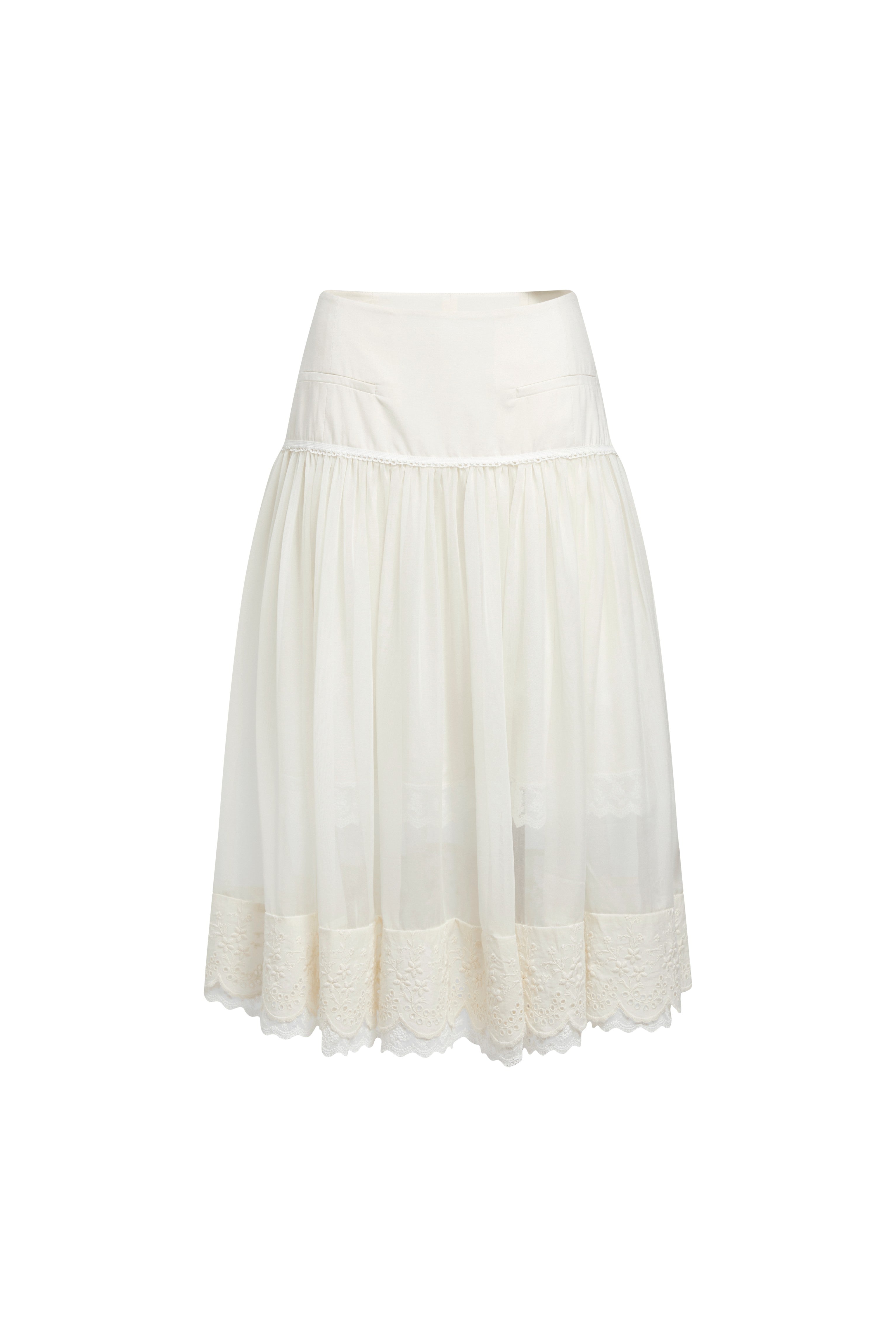 Layered Gauze Skirt-Beige