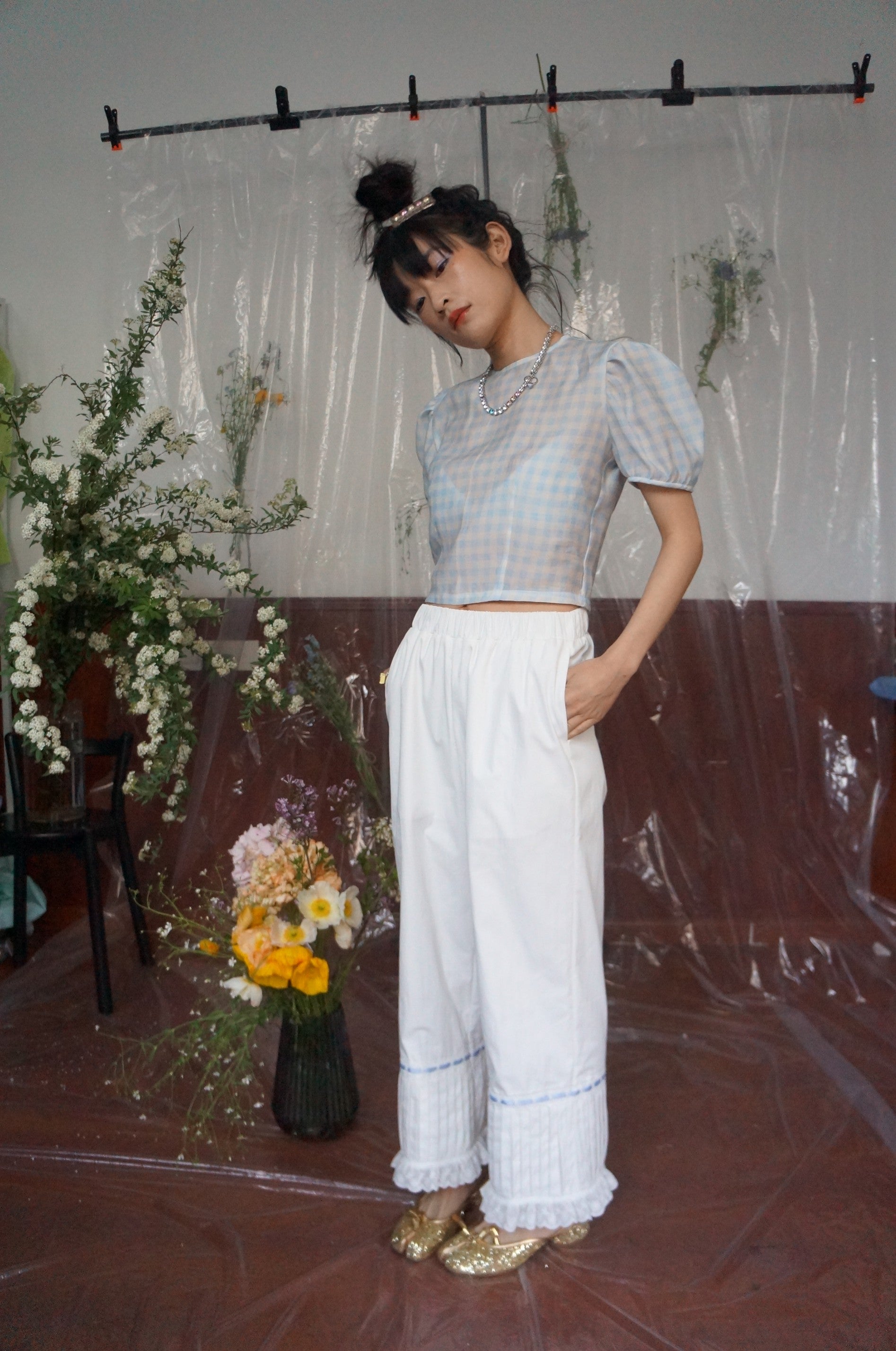 Tuck Ruffle Trousers