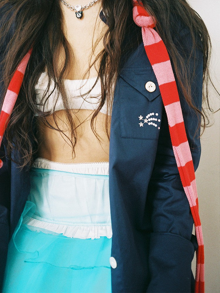 Tulle Pleat Skirt-Eletric Blue