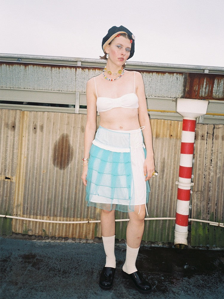 Tulle Pleat Skirt-Eletric Blue