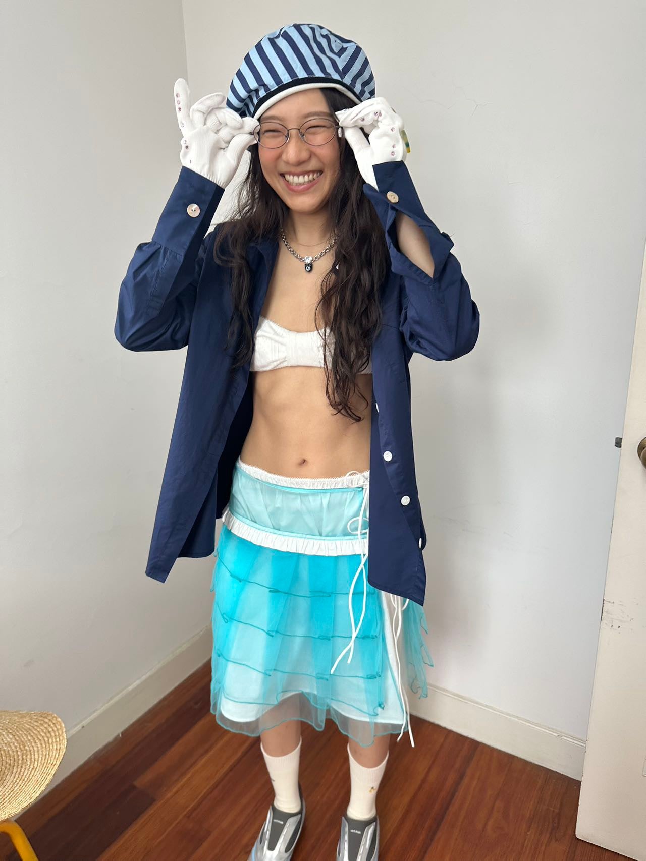 Tulle Pleat Skirt-Eletric Blue