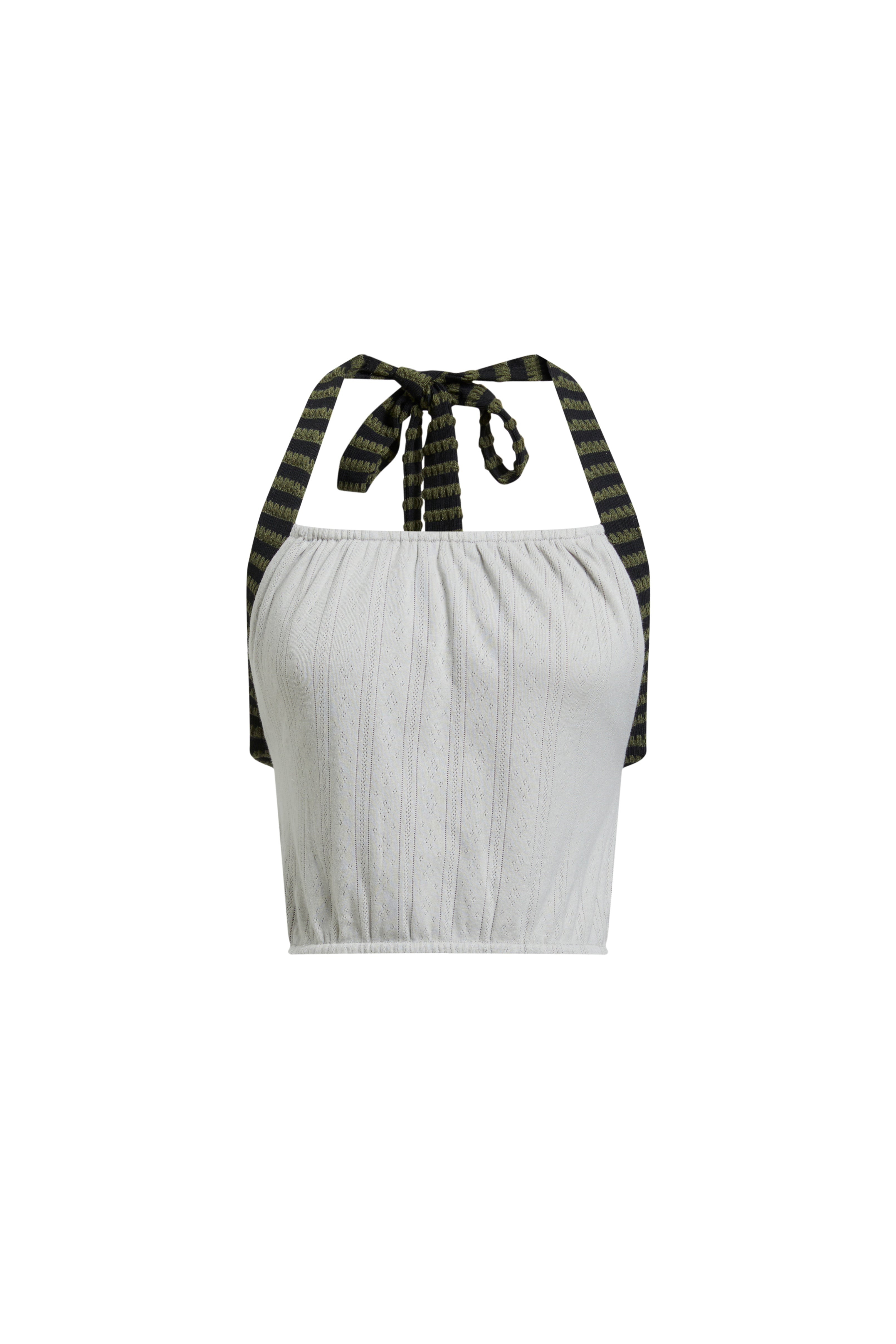 Halter Neck Top-Grey & Stripe