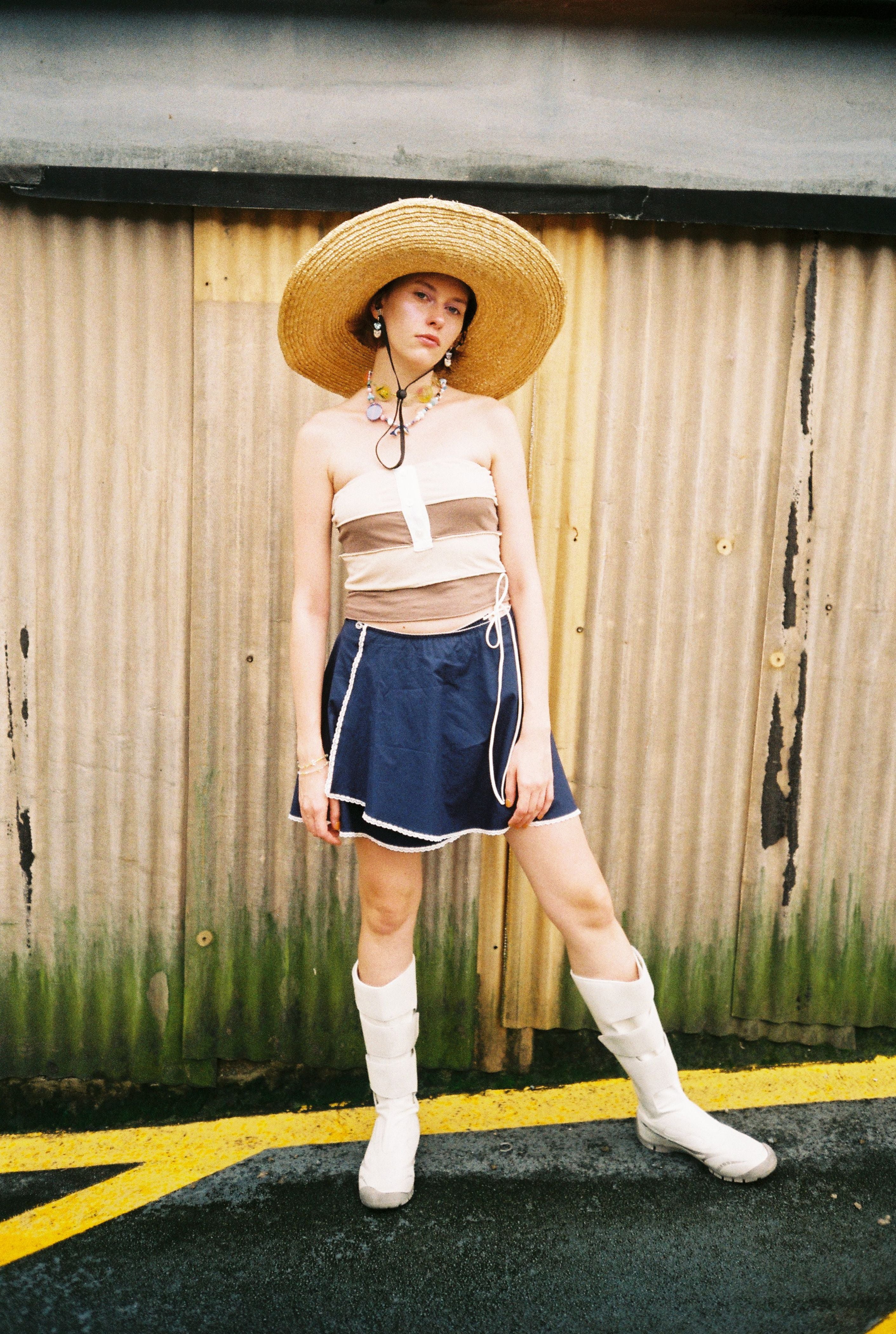Stripe Polo Tube Top