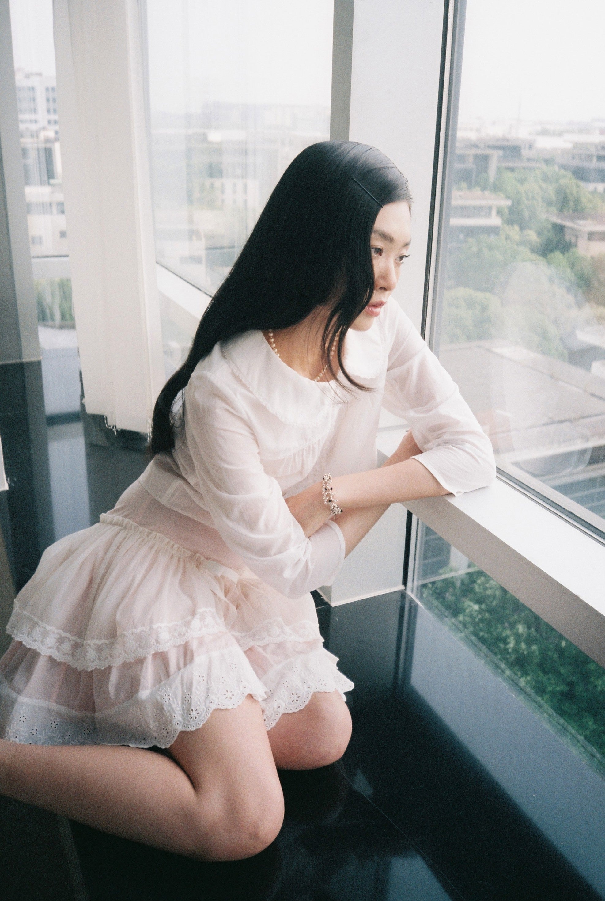 Layered Lace Skirt-Pink