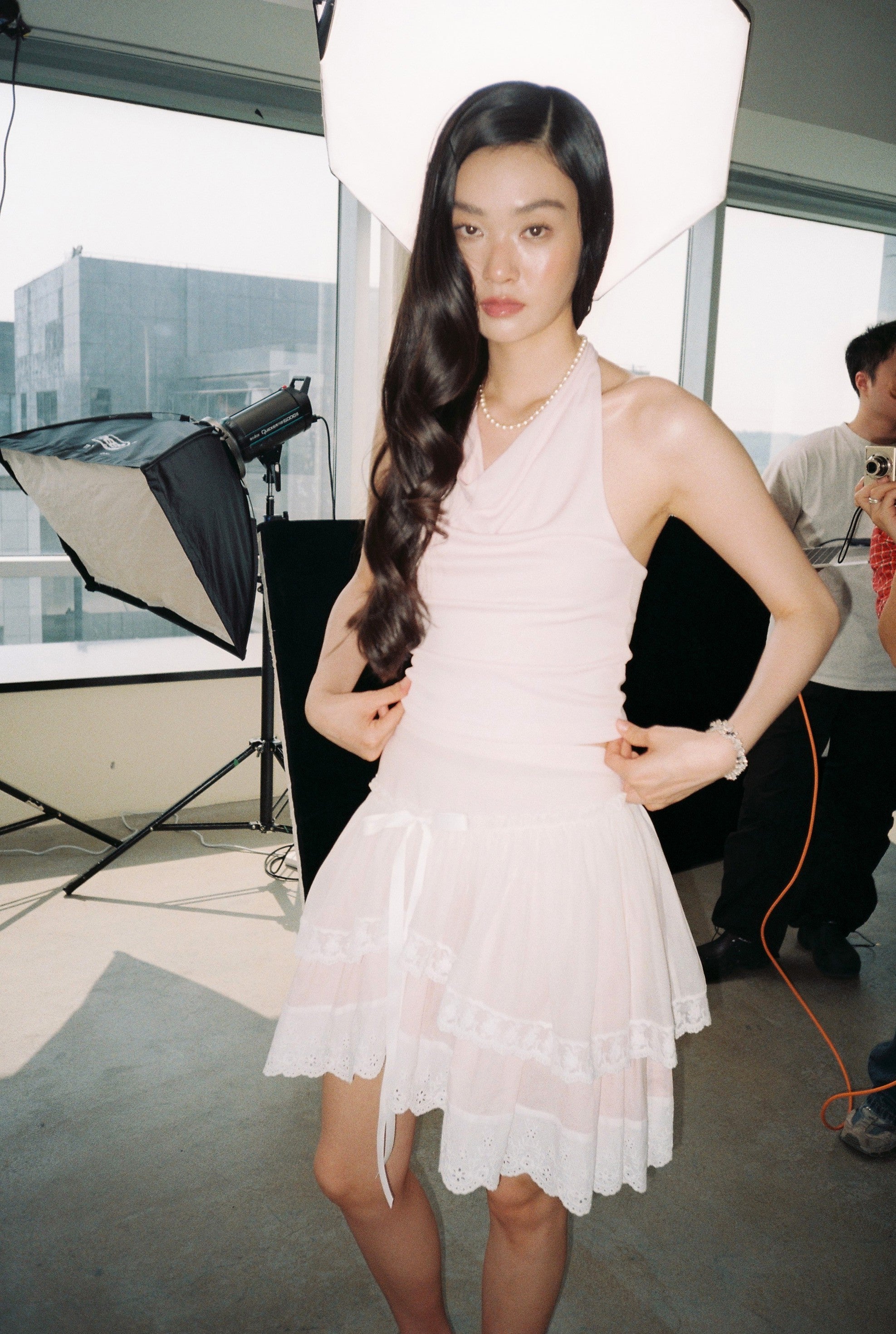 Layered Lace Skirt-Pink