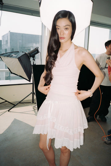 Layered Lace Skirt-Pink