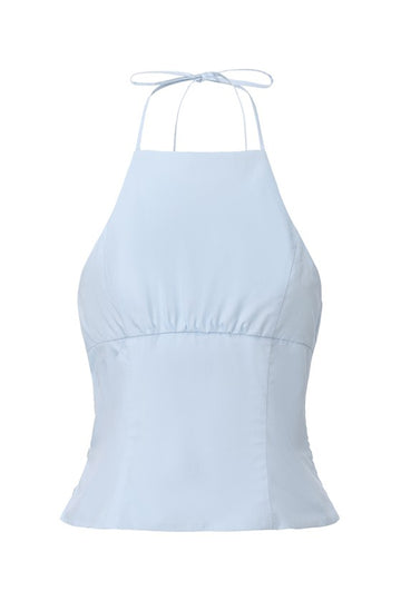 Oriental Halter Top-Baby Blue