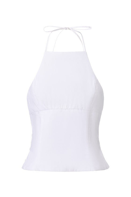 Oriental Halter Top-White