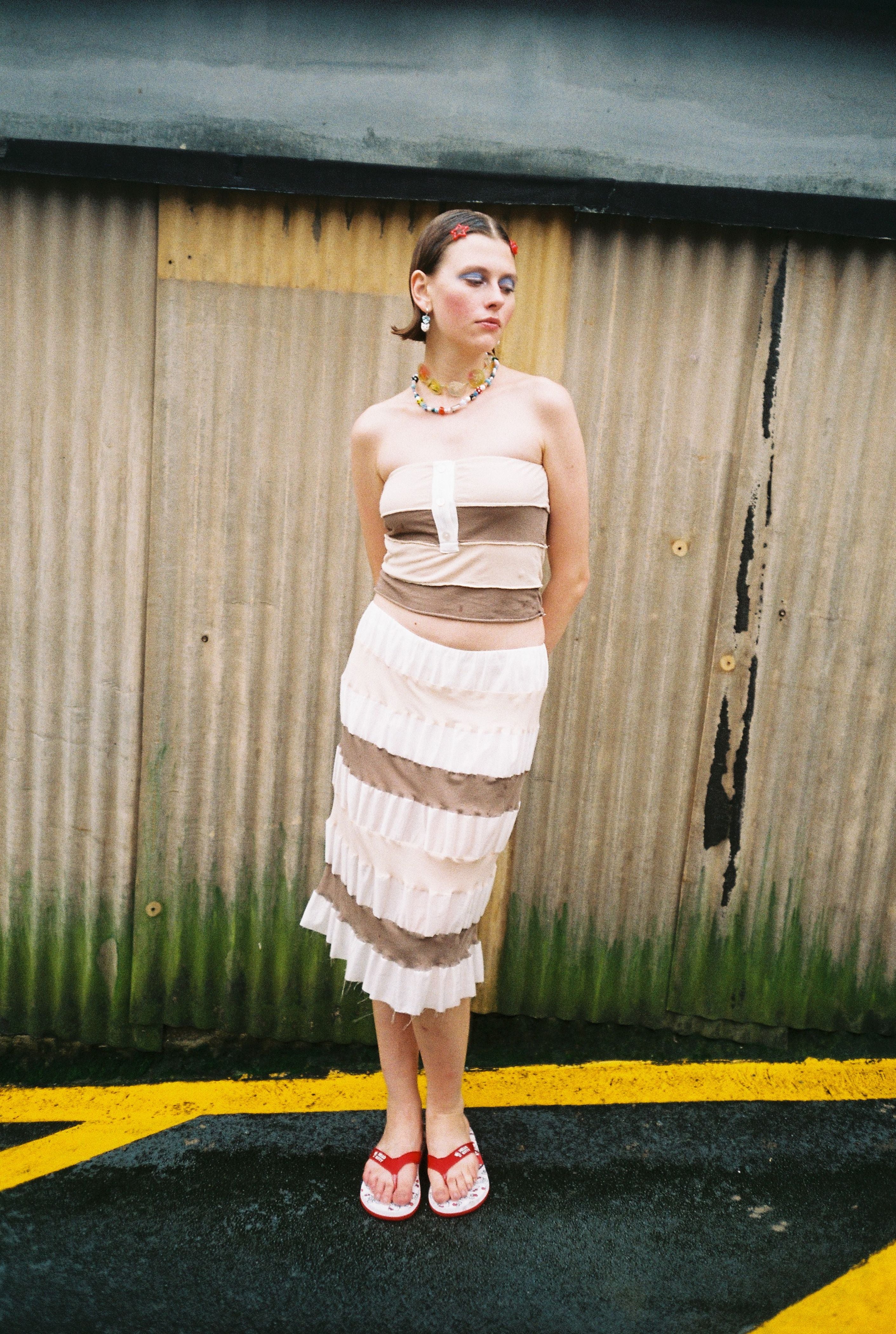 Stripe Polo Tube Top