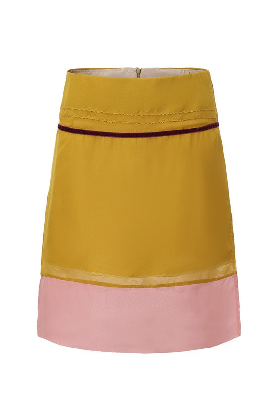 Chiffon Pencil Skirt-Green Pink