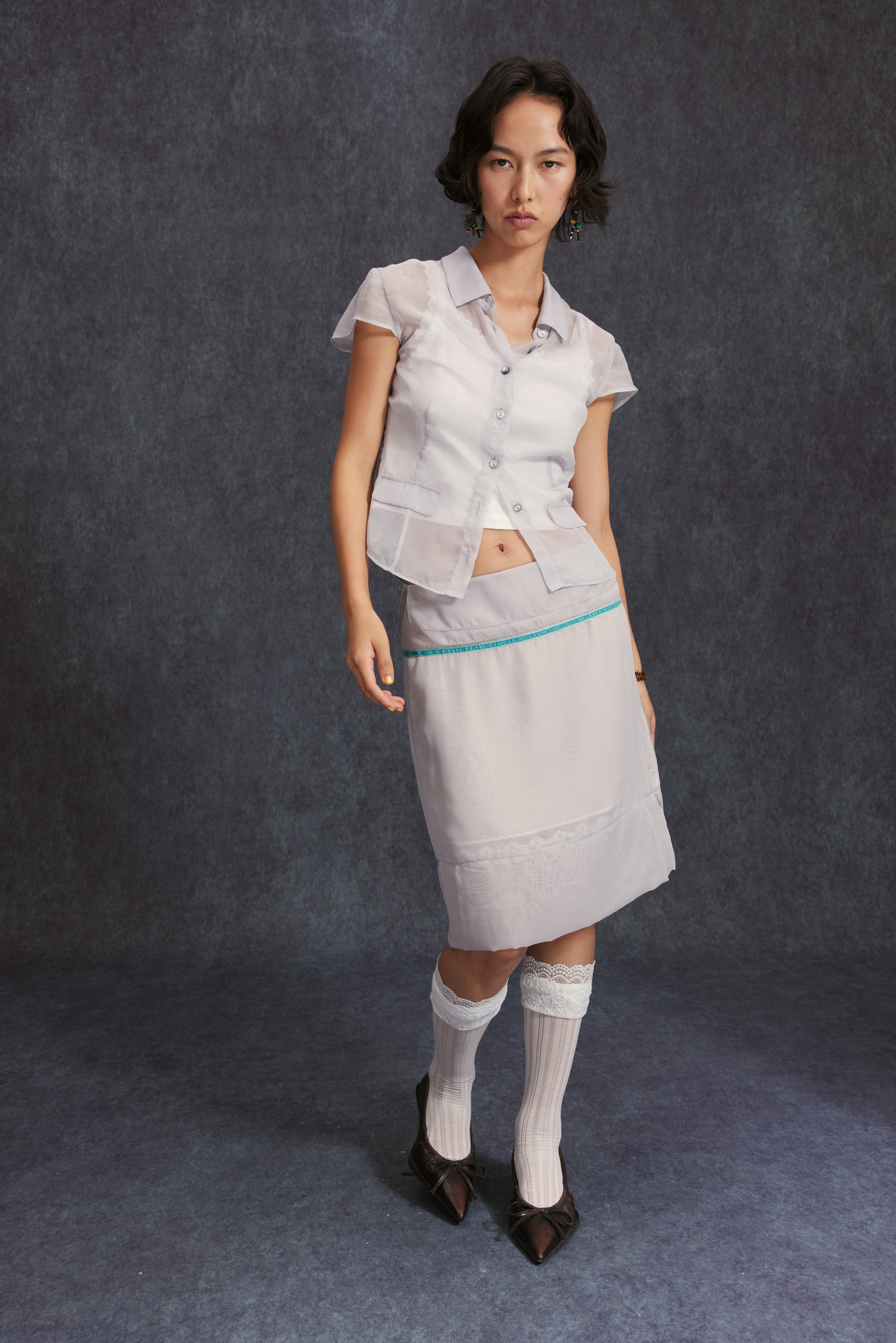 Chiffon Pencil Skirt-Grey