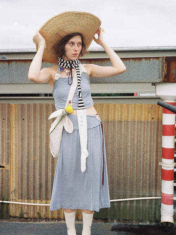 Drawstring Skirt - Blue