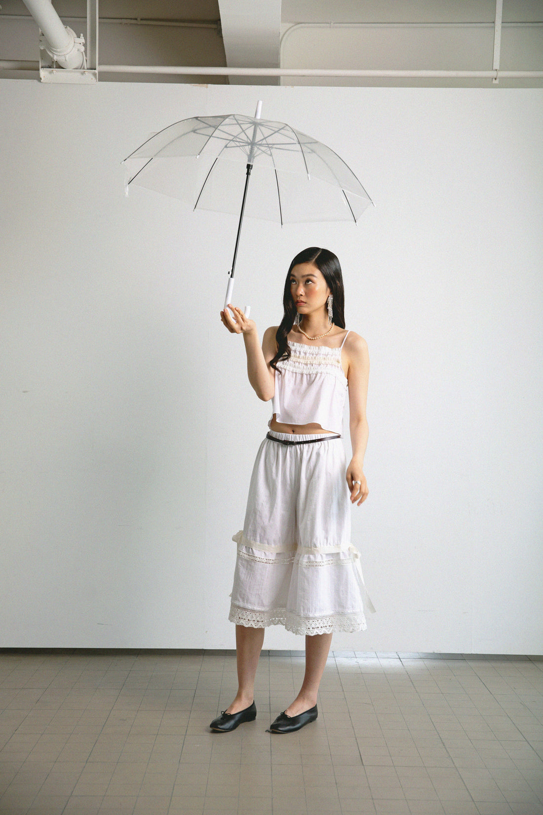 Layered Lace Pants-White