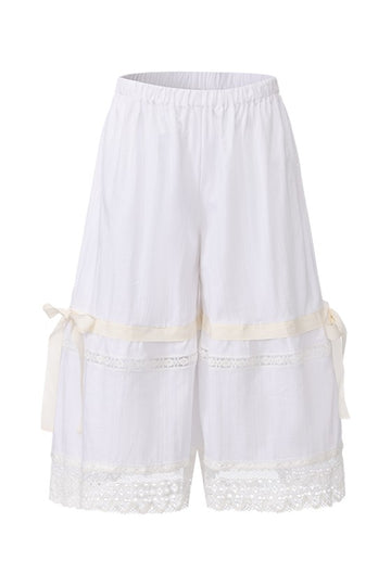 Layered Lace Pants-White