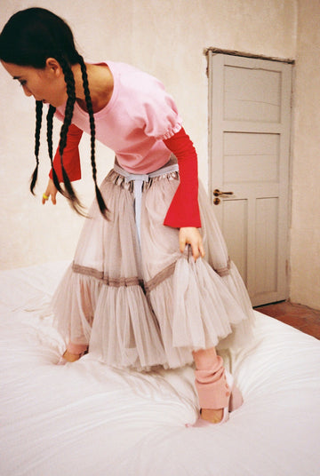 Tiered Tulle Skirt-Grey