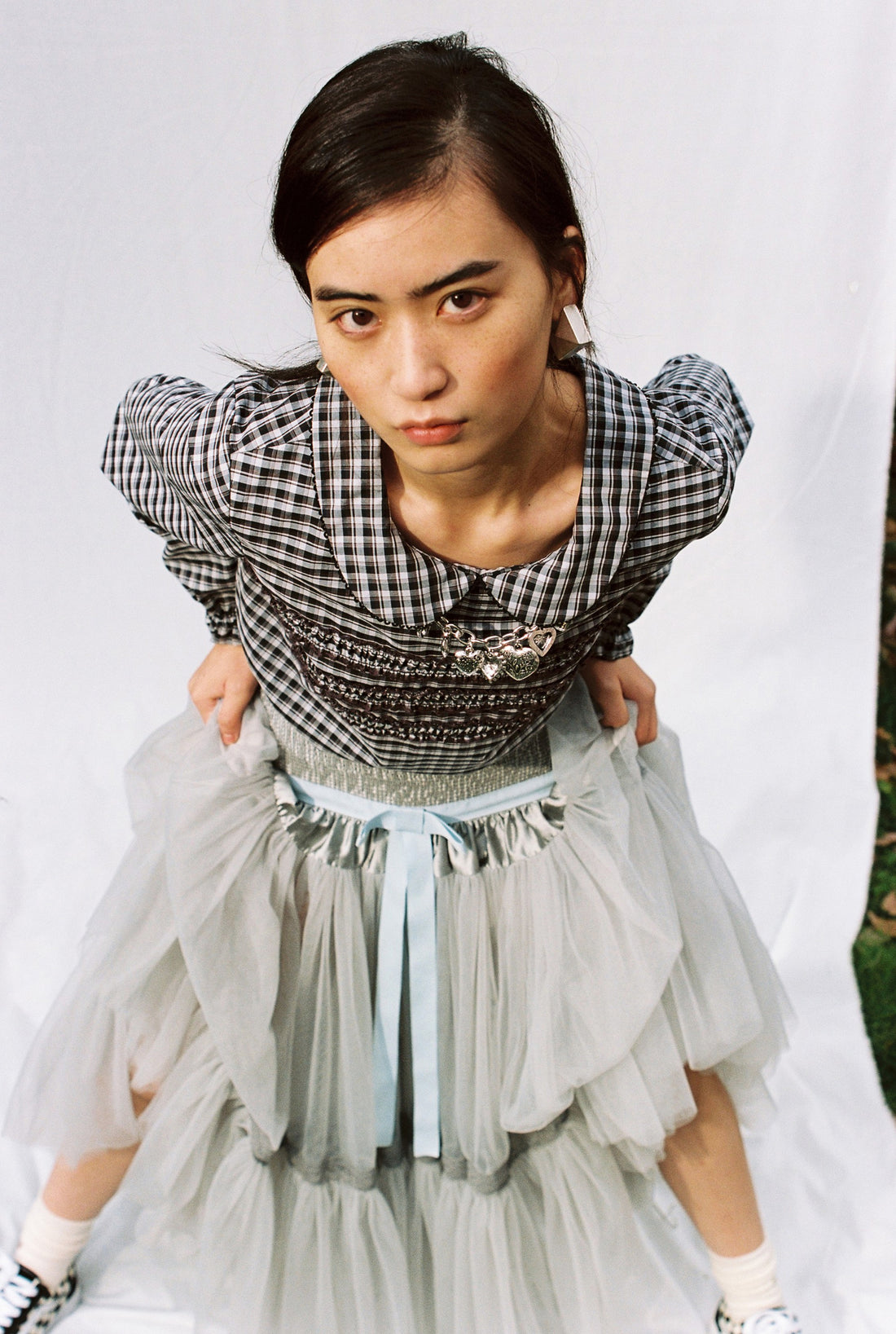 Tiered Tulle Skirt-Grey