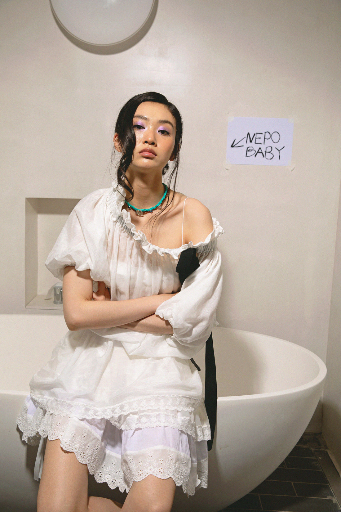 Off Shoulder Dress-White