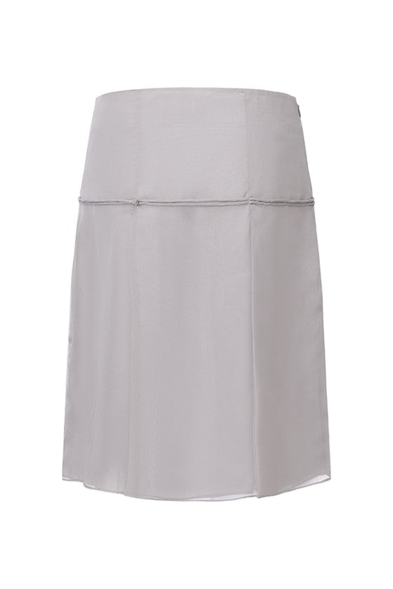 Oriental Pleated Skirt-Grey