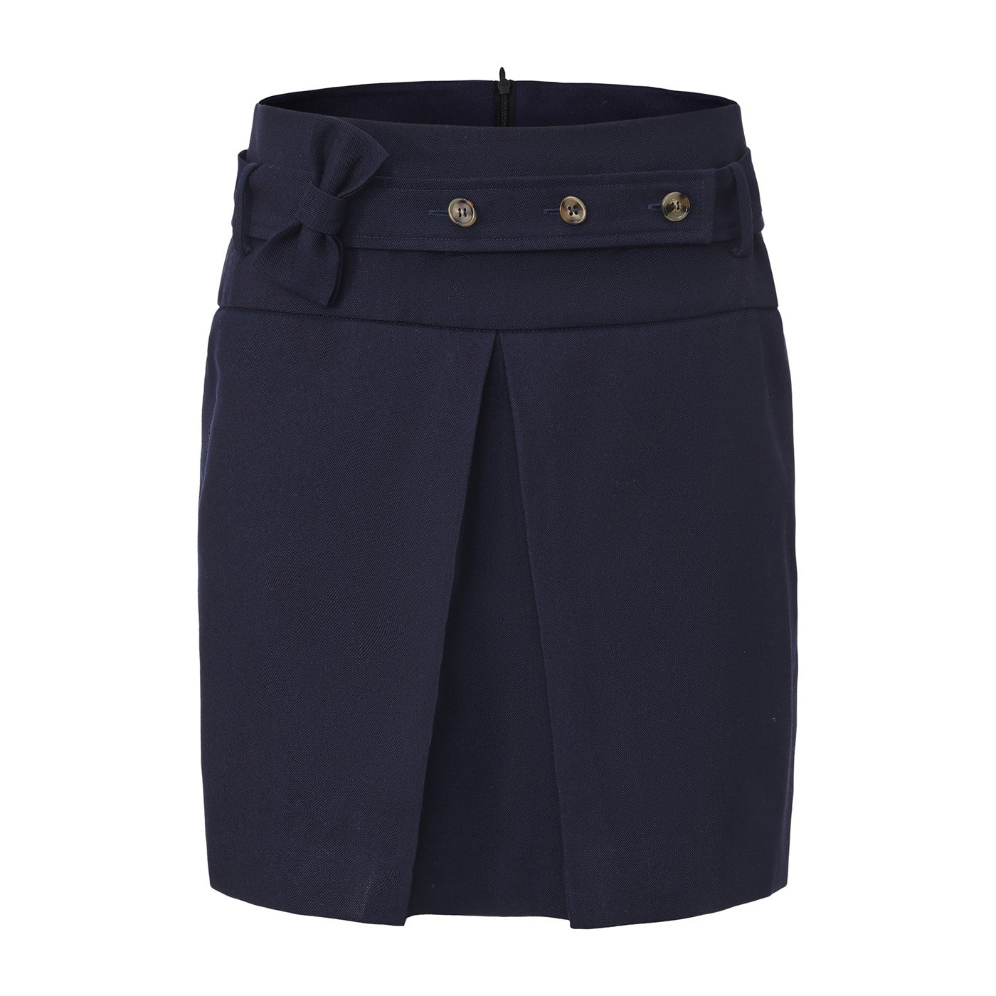 Single Pleat Tailored Skirt-Navy