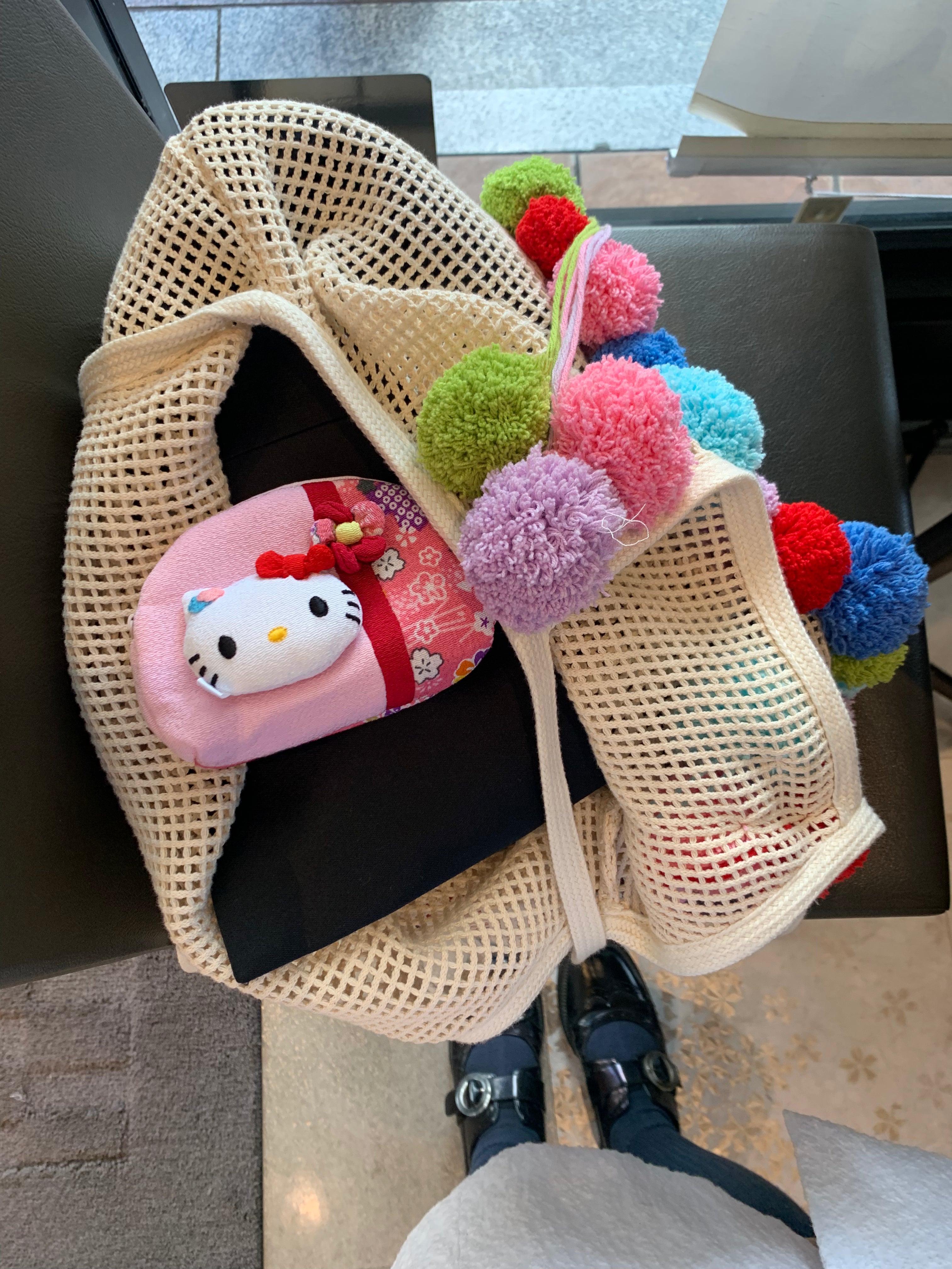 Fishnet Pompom Bag