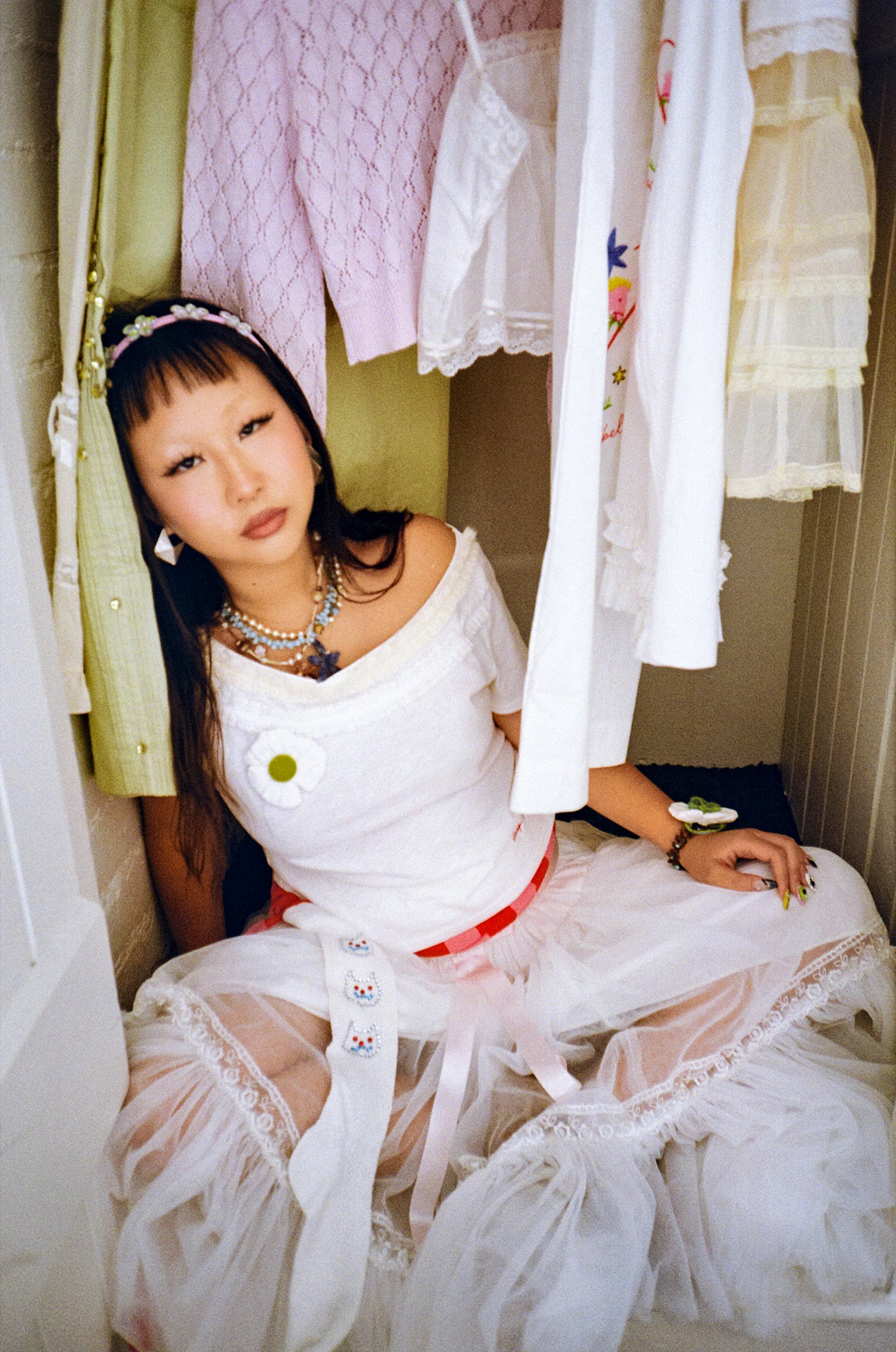White Ribbon Tulle Skirt