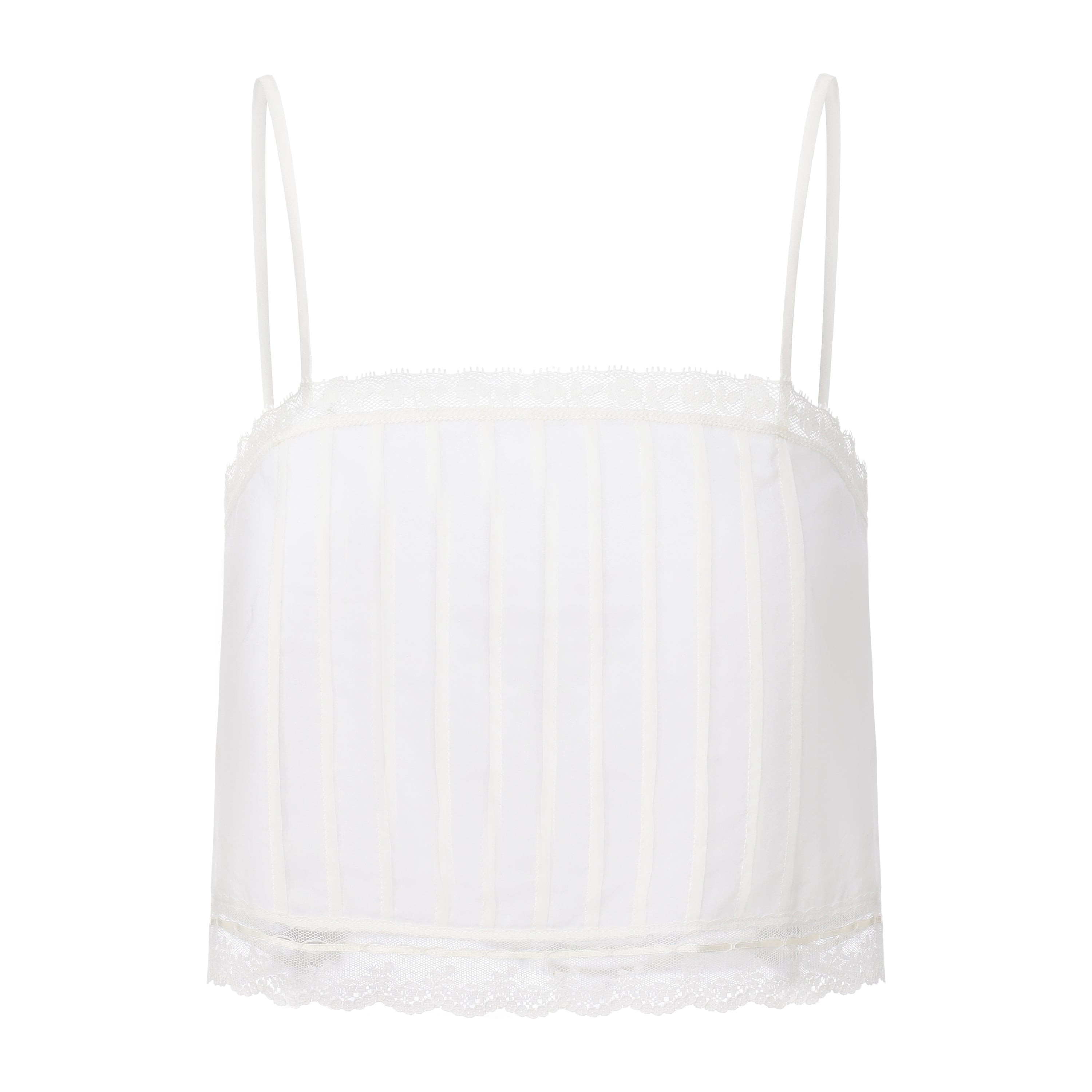 White Pintuck Lace Cami