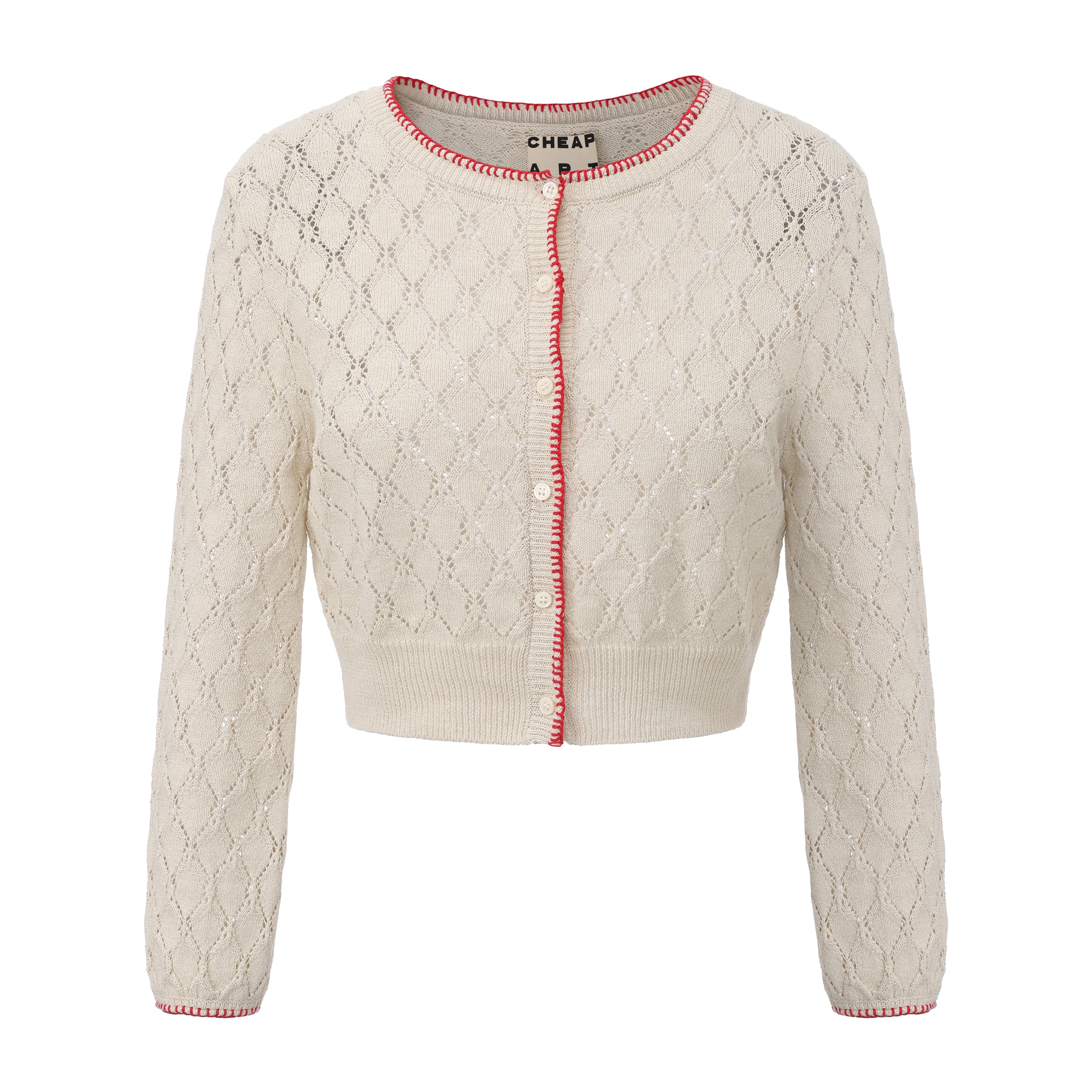 Beige Cropped Cardigan