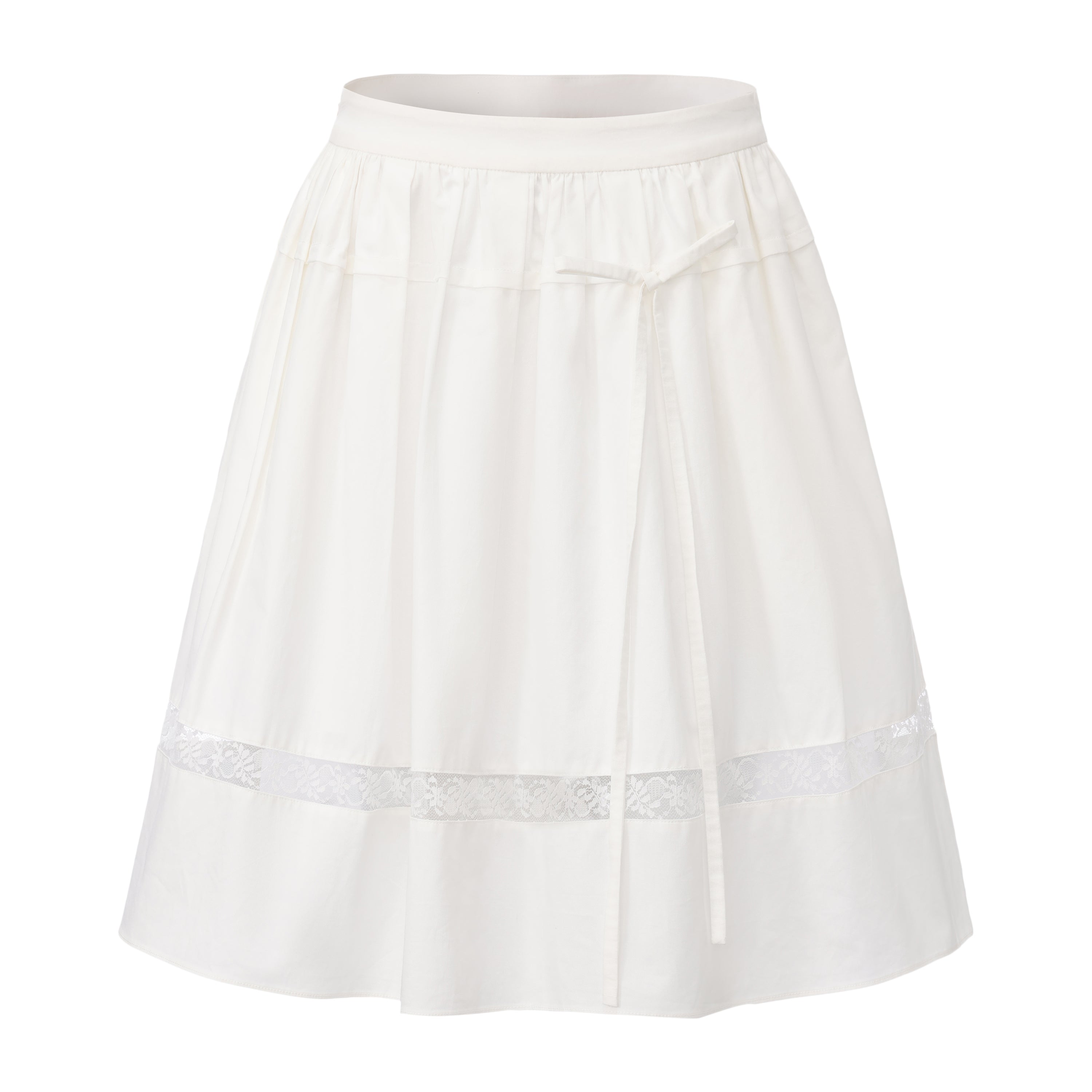White Gathered Flare Skirt