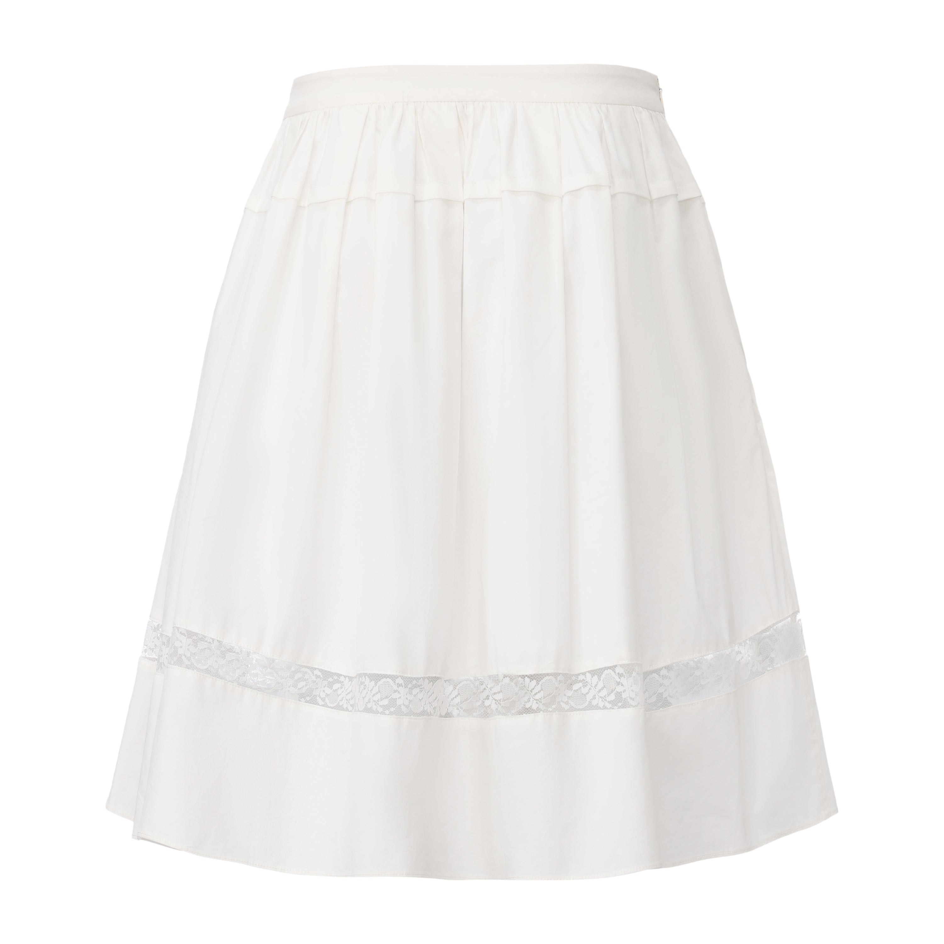 White Gathered Flare Skirt