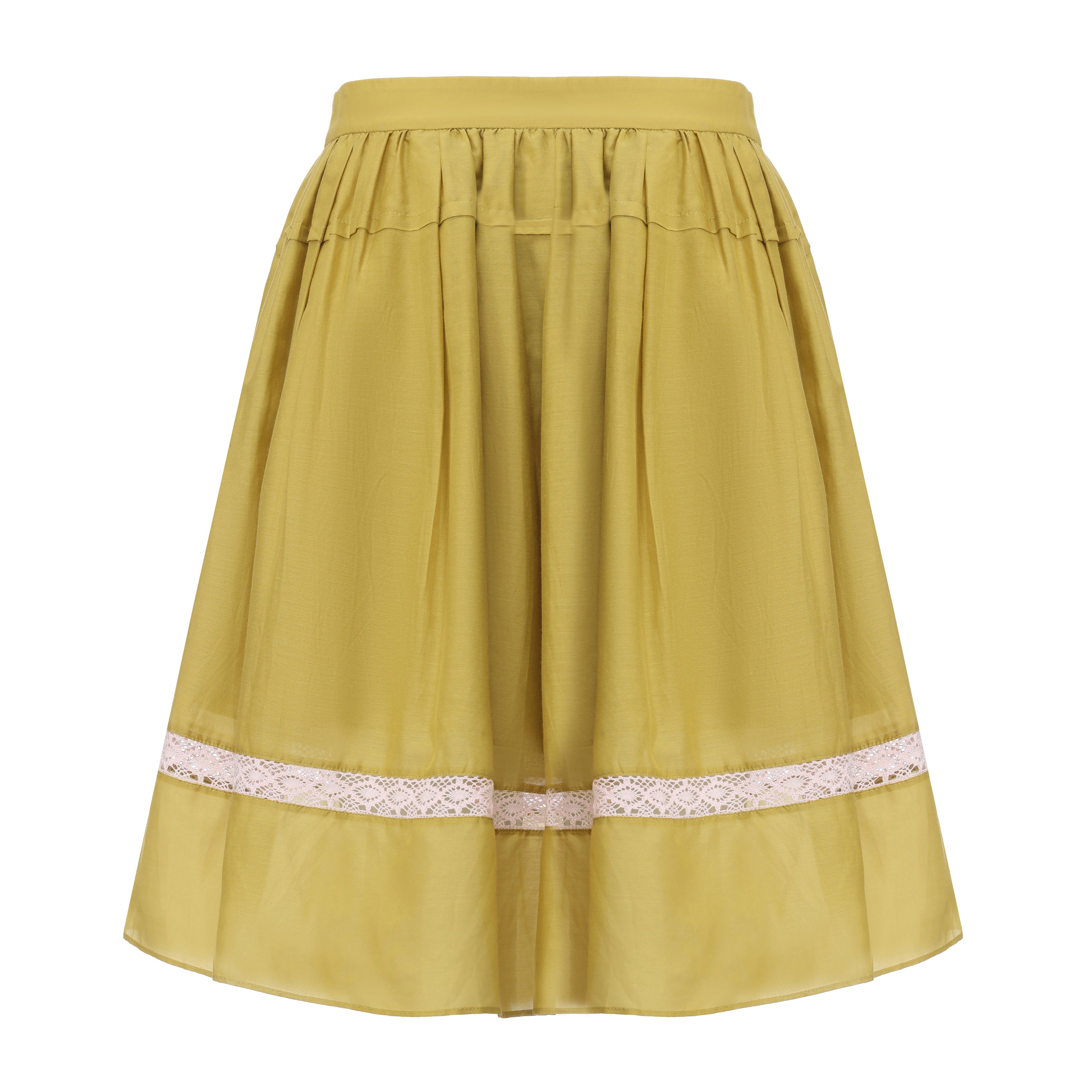 Green Gathered Flare Skirt