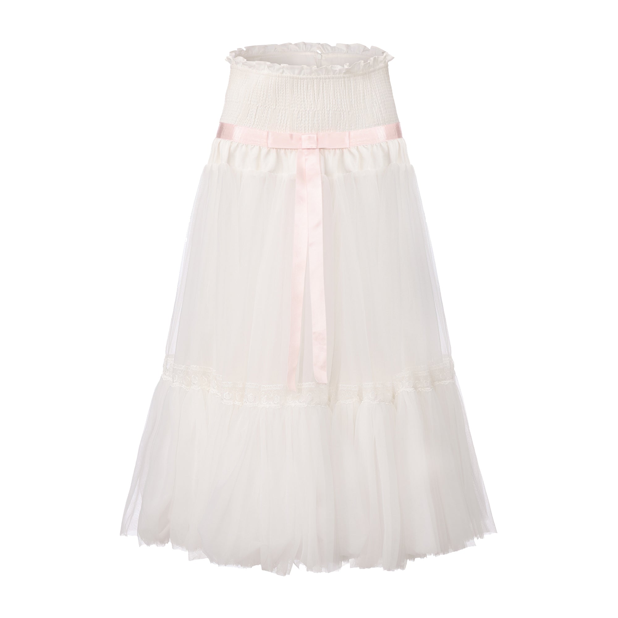 White Ribbon Tulle Skirt