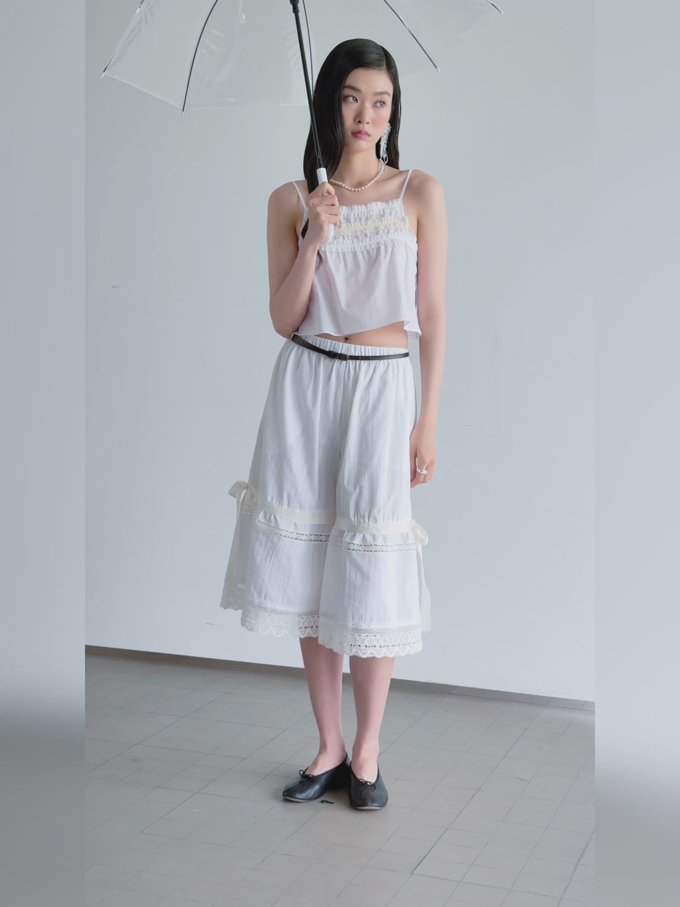 Layered Lace Pants-White