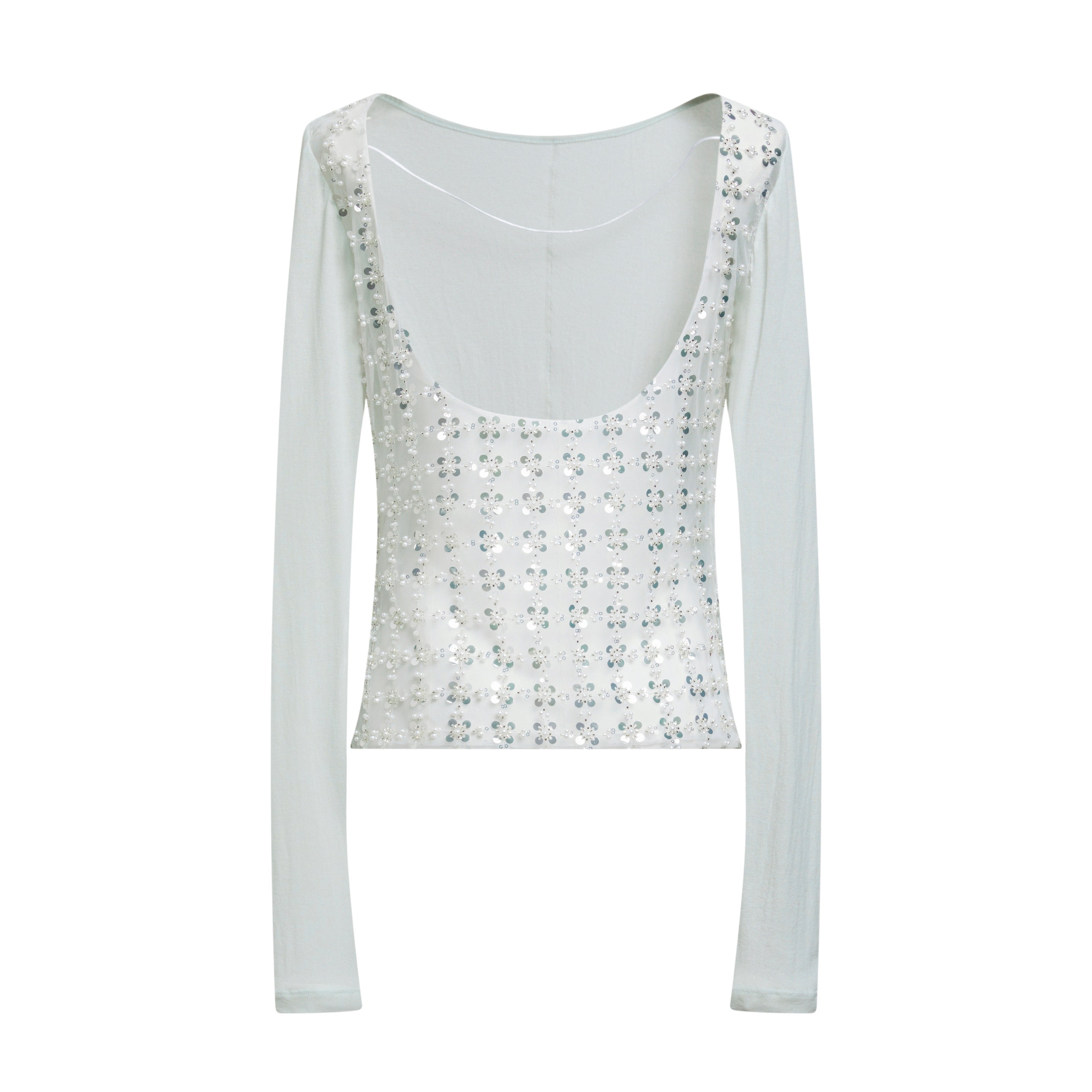 Boat Neck Sequin Top